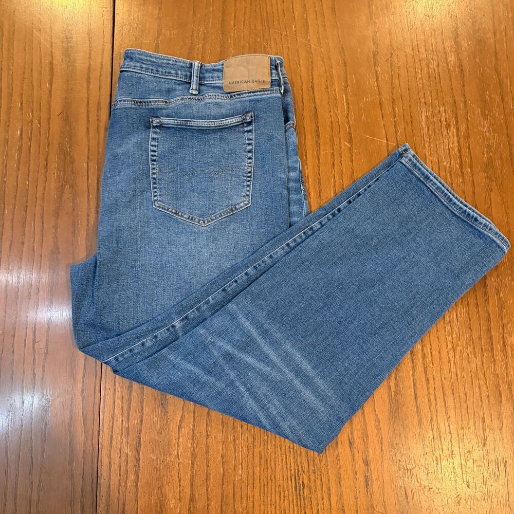 American Eagle AirFlex+ Jeans Mens Straight Stretch Blue Denim Medium Wash 44x32